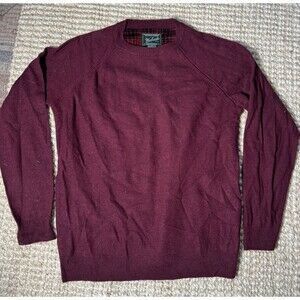 Woolrich Men’s Large Wool Sweater Burgundy Crewneck Outdoor Classic